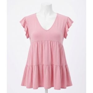 NEW ENTRO tiered ruffle babydoll top in baby pink